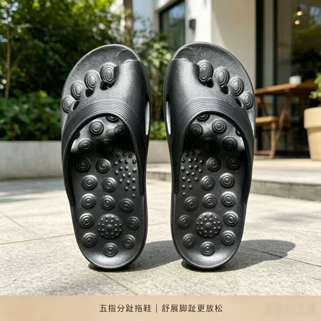 EVA Slip-On Sandals for Couples, Breathable Summer Men's Indoor and Outdoor Slippers, Non-Slip Massage Toe Separated Design, Casual Home Wear